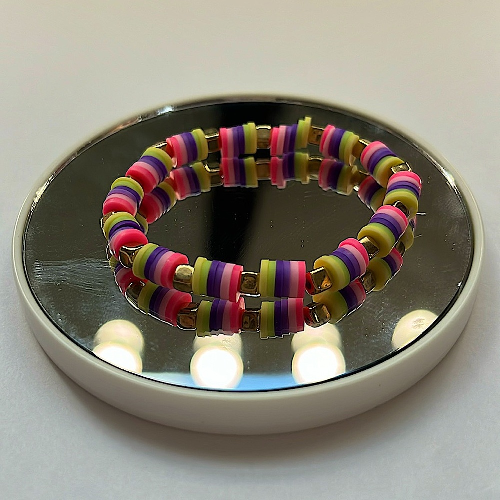 Handmade clay bead bracelet